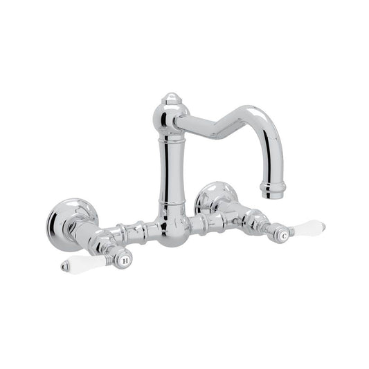 ROHL A1456LPAPC-2 Acqui Wall Mount Bridge Kitchen Faucet With Column Spout In Polished Chrome