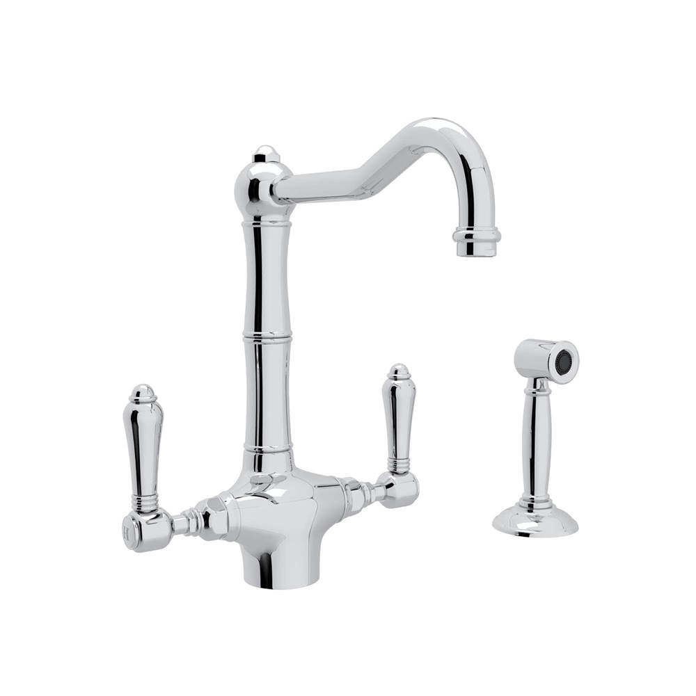 ROHL A1679LMWSAPC-2 Acqui Two Handle Kitchen Faucet With Side Spray In Polished Chrome