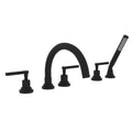 ROHL A2214LMMB Lombardia 5-Hole Deck Mount Tub Filler With C-Spout In Matte Black