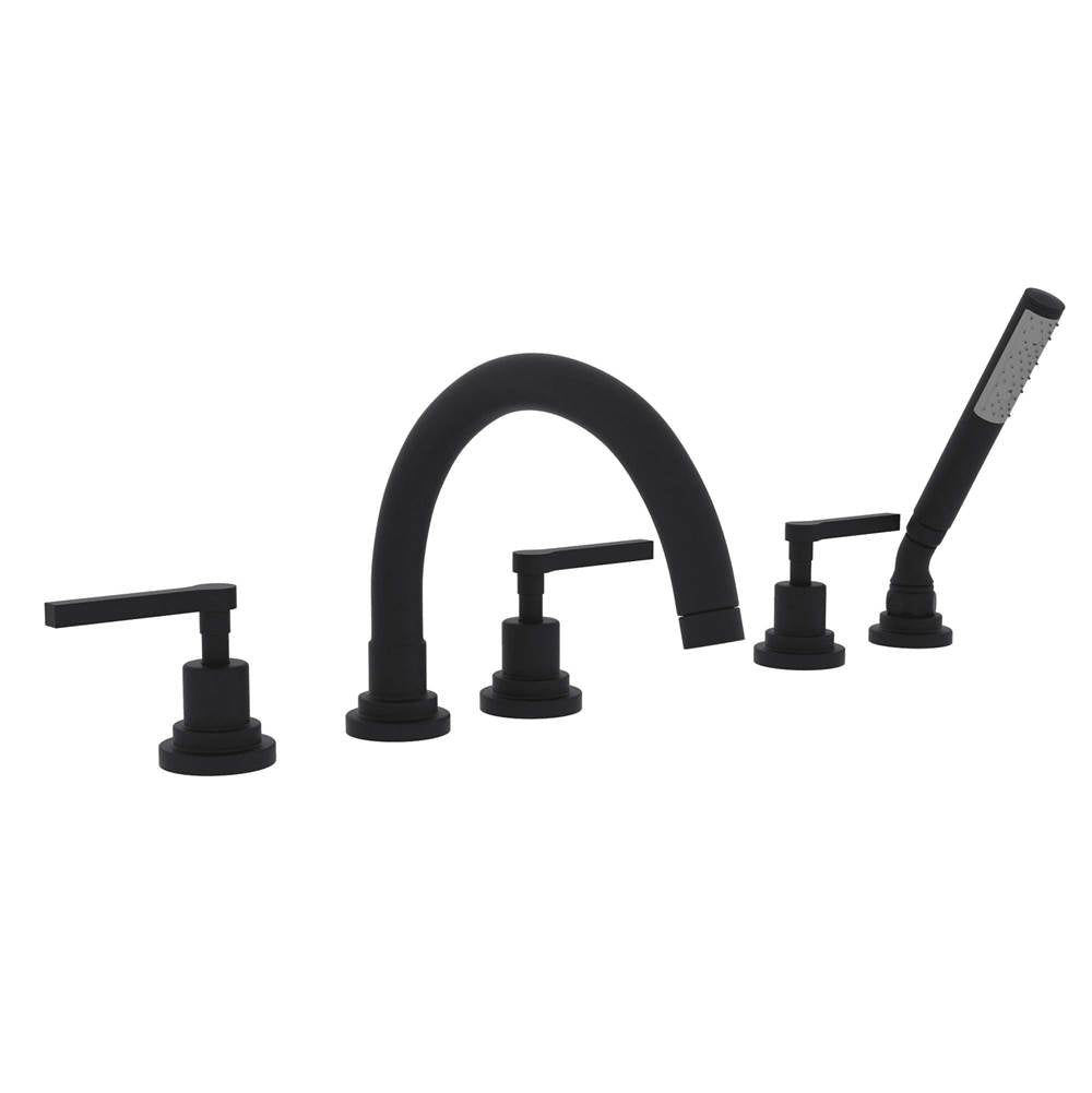 ROHL A2214LMMB Lombardia 5-Hole Deck Mount Tub Filler With C-Spout In Matte Black