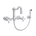 ROHL A1456XMWSAPC-2 Acqui Wall Mount Bridge Kitchen Faucet With Sidespray And Column Spout In Polished Chrome