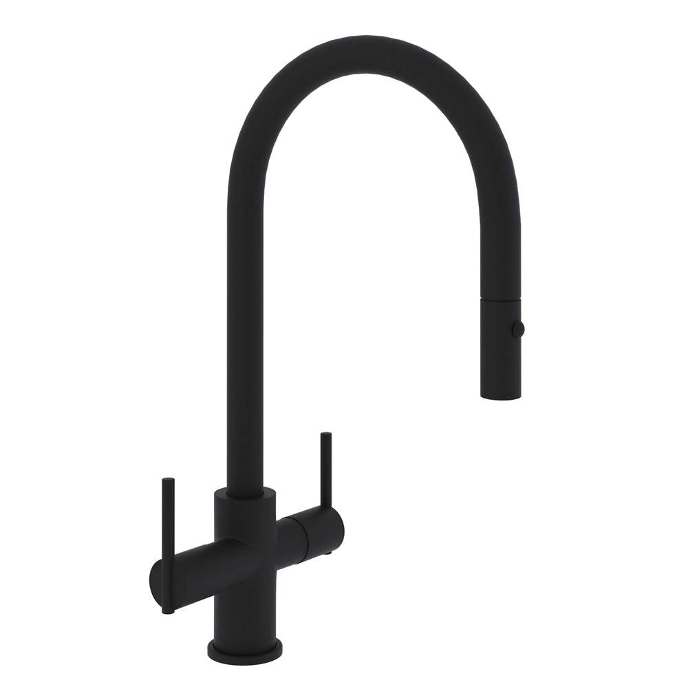 ROHL CY657L-MB-2 Pirellone Two Handle Pull-Down Kitchen Faucet In Matte Black
