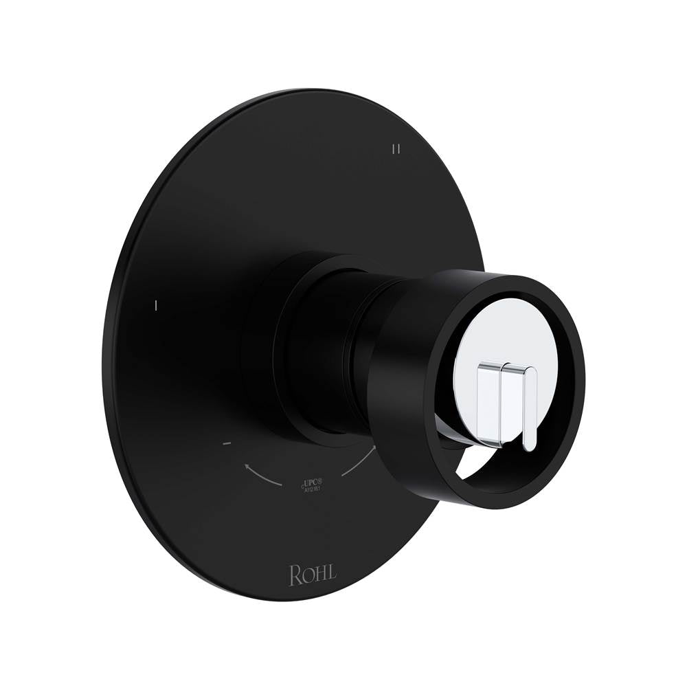 ROHL TEC47W1IWMBC Eclissi 1/2" Therm & Pressure Balance Trim with 3 Functions (No Share) In Matte Black/Polished Chrome