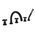 ROHL A2214XMMB Lombardia 5-Hole Deck Mount Tub Filler With C-Spout In Matte Black