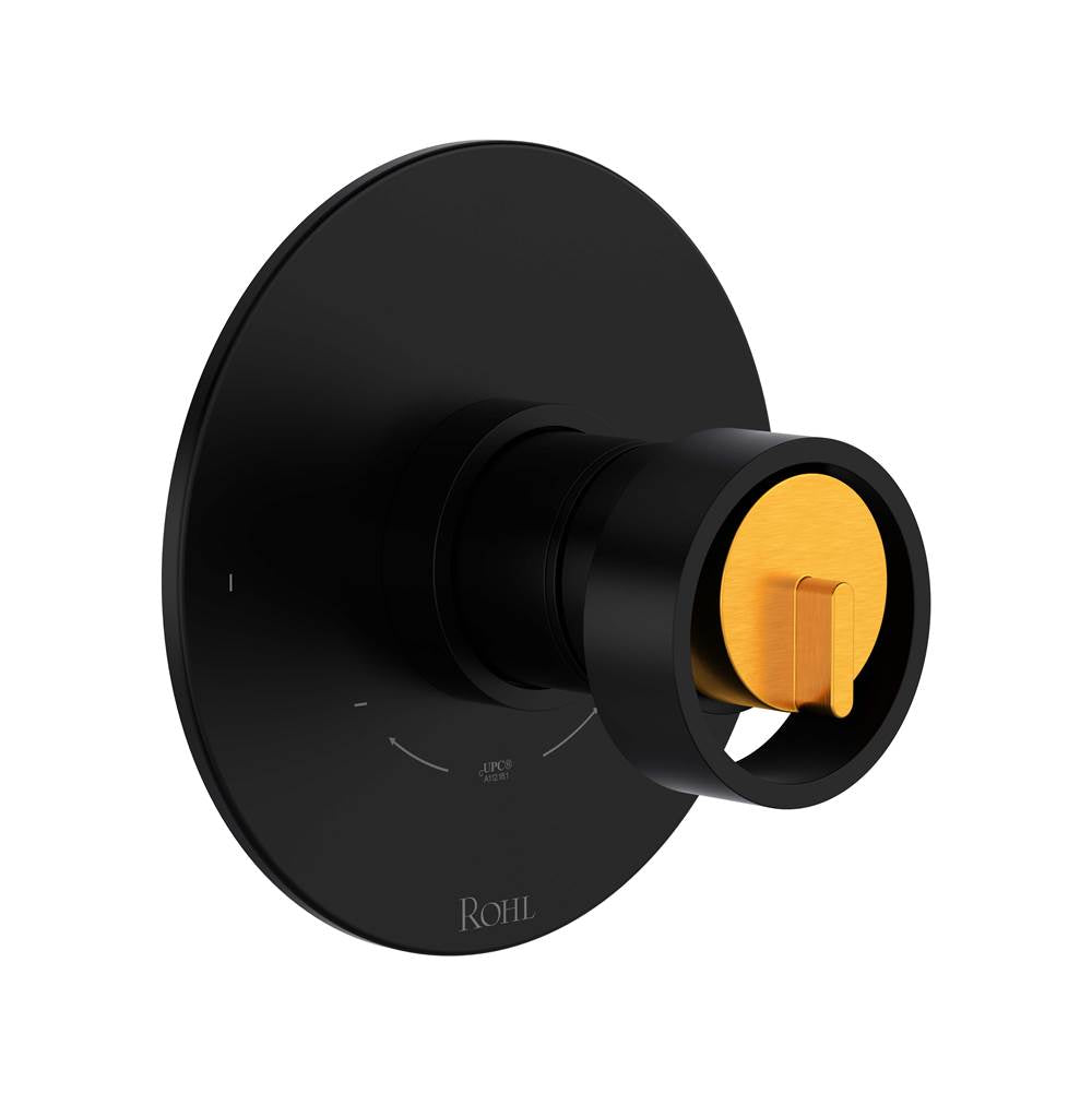 ROHL TEC44W1IWMBG Eclissi 1/2" Therm & Pressure Balance Trim with 2 Functions (No Share) In Matte Black/Satin Gold