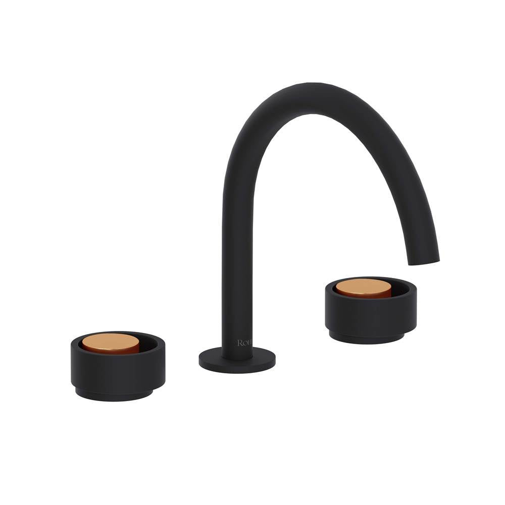 ROHL EC08D3IWMBG Eclissi Widespread Lavatory Faucet With C-Spout In Matte Black/Satin Gold