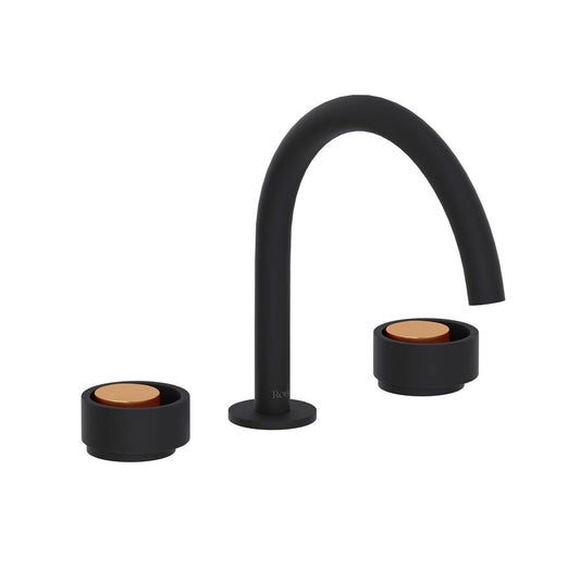 ROHL EC08D3IWMBG Eclissi Widespread Lavatory Faucet With C-Spout In Matte Black/Satin Gold