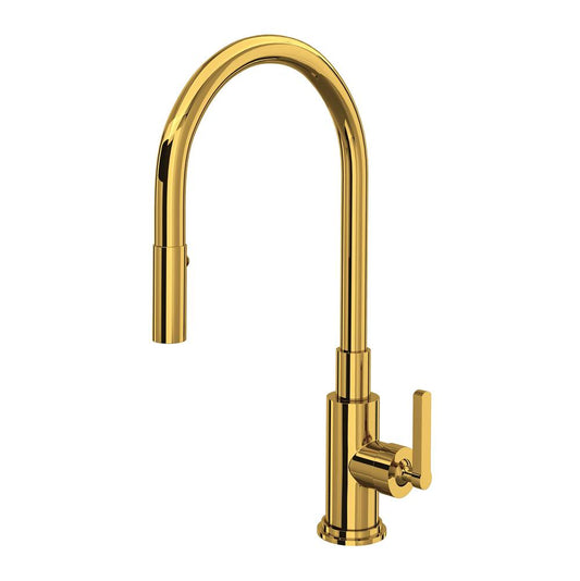 ROHL A3430LMULB-2 Lombardia Pull-Down Kitchen Faucet In Unlacquered Brass