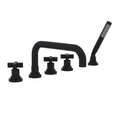 ROHL A2224XMMB Lombardia 5-Hole Deck Mount Tub Filler With U-Spout In Matte Black
