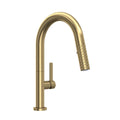 ROHL TE65D1LMAG Tenerife Pull-Down Bar/Food Prep Kitchen Faucet With C-Spout In Antique Gold
