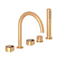 ROHL EC06D5IWSGN Eclissi 5-Hole Deck Mount Tub Filler With C-Spout In Satin Gold/Satin Nickel