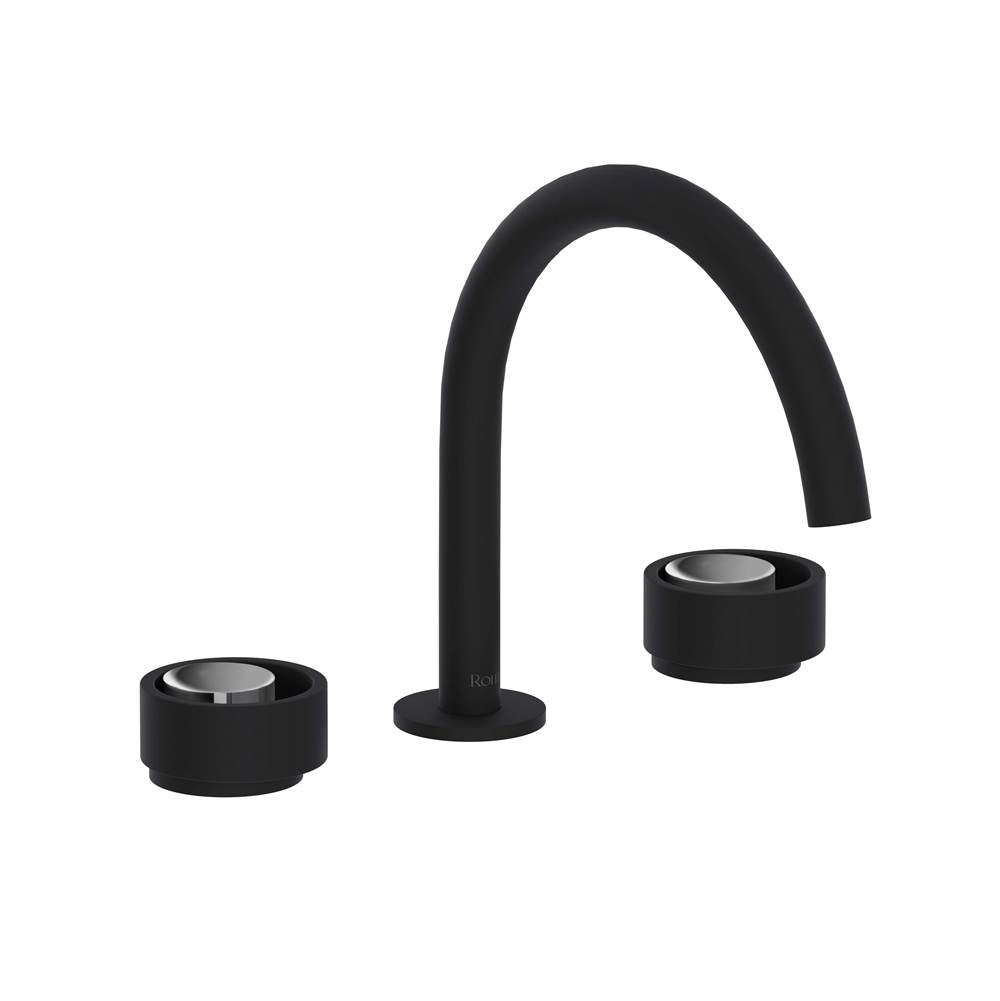 ROHL EC08D3IWMBC Eclissi Widespread Lavatory Faucet With C-Spout In Matte Black/Polished Chrome
