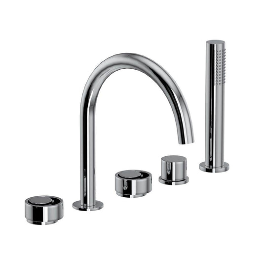 ROHL EC06D5IWAPC Eclissi 5-Hole Deck Mount Tub Filler With C-Spout In Polished Chrome