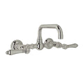 ROHL A1423LMPN-2 Acqui Wall Mount Bridge Lavatory Faucet With U-Spout In Polished Nickel