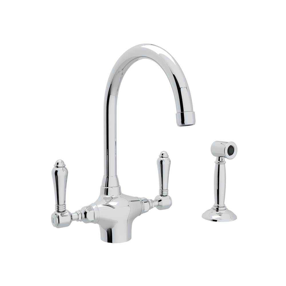 ROHL A1676LMWSAPC-2 San Julio Two Handle Kitchen Faucet With Side Spray In Polished Chrome