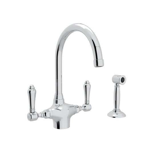ROHL A1676LMWSAPC-2 San Julio Two Handle Kitchen Faucet With Side Spray In Polished Chrome