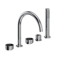 ROHL EC06D5IWPCB Eclissi 5-Hole Deck Mount Tub Filler With C-Spout In Polished Chrome/Matte Black