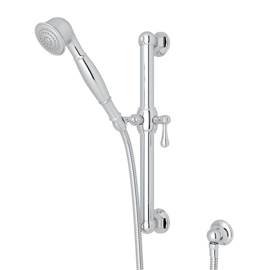 ROHL 1282APC Handshower Set With 24" Grab Bar and Single Function Handshower In Polished Chrome