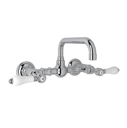 ROHL A1423LPAPC-2 Acqui Wall Mount Bridge Lavatory Faucet With U-Spout In Polished Chrome