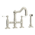 ROHL A1458LPWSPN-2 Acqui Bridge Kitchen Faucet With Side Spray In Polished Nickel