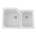 ROHL 6337-00 Allia 33" Fireclay 2 Bowl Undermount Kitchen Sink In White
