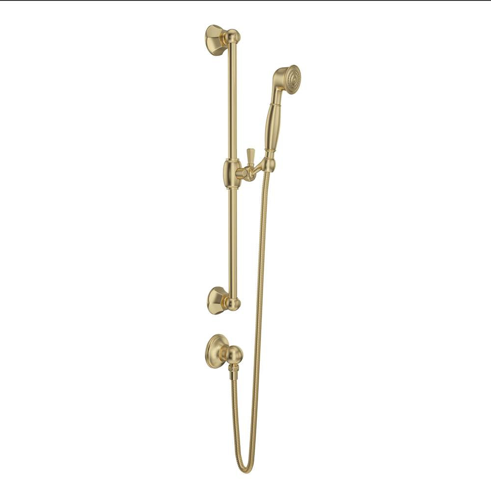 ROHL 1330SUB Handshower Set With 24" Slide Bar and Single Function Handshower In Satin Unlacquered Brass