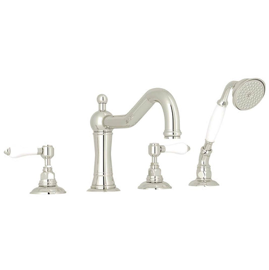 ROHL A1404LPPN Acqui 4-Hole Deck Mount Tub Filler In Polished Nickel