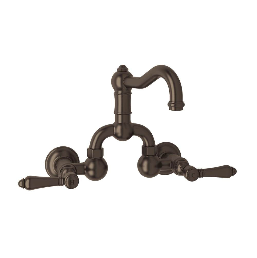 ROHL A1418LMTCB-2 Acqui Wall Mount Bridge Lavatory Faucet With Column Spout In Tuscan Brass