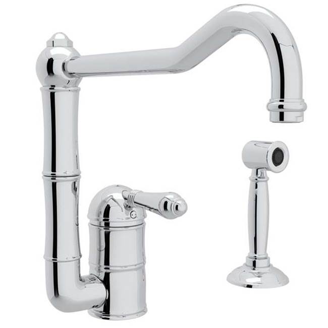 ROHL A3608/11LMWSAPC-2 Acqui Extended Spout Kitchen Faucet With Side Spray In Polished Chrome