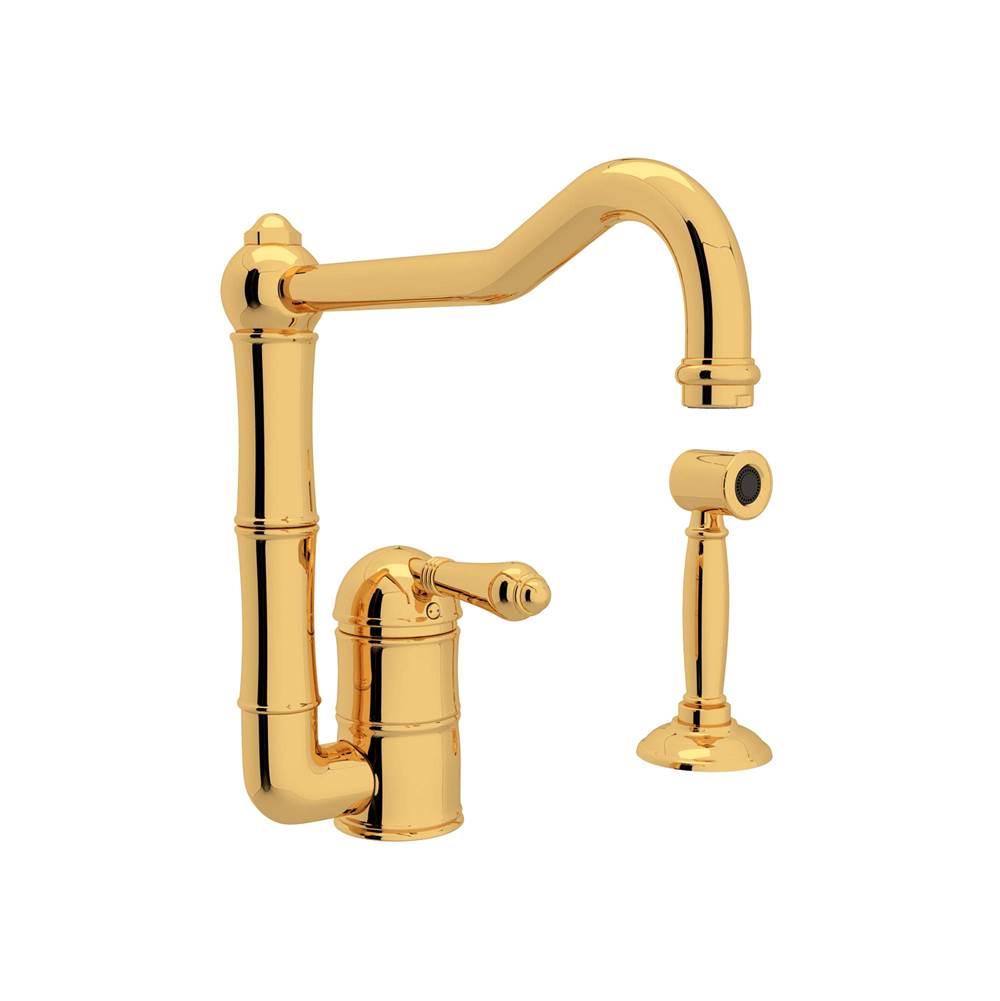 ROHL A3608LMWSIB-2 Acqui Kitchen Faucet With Side Spray In Italian Brass