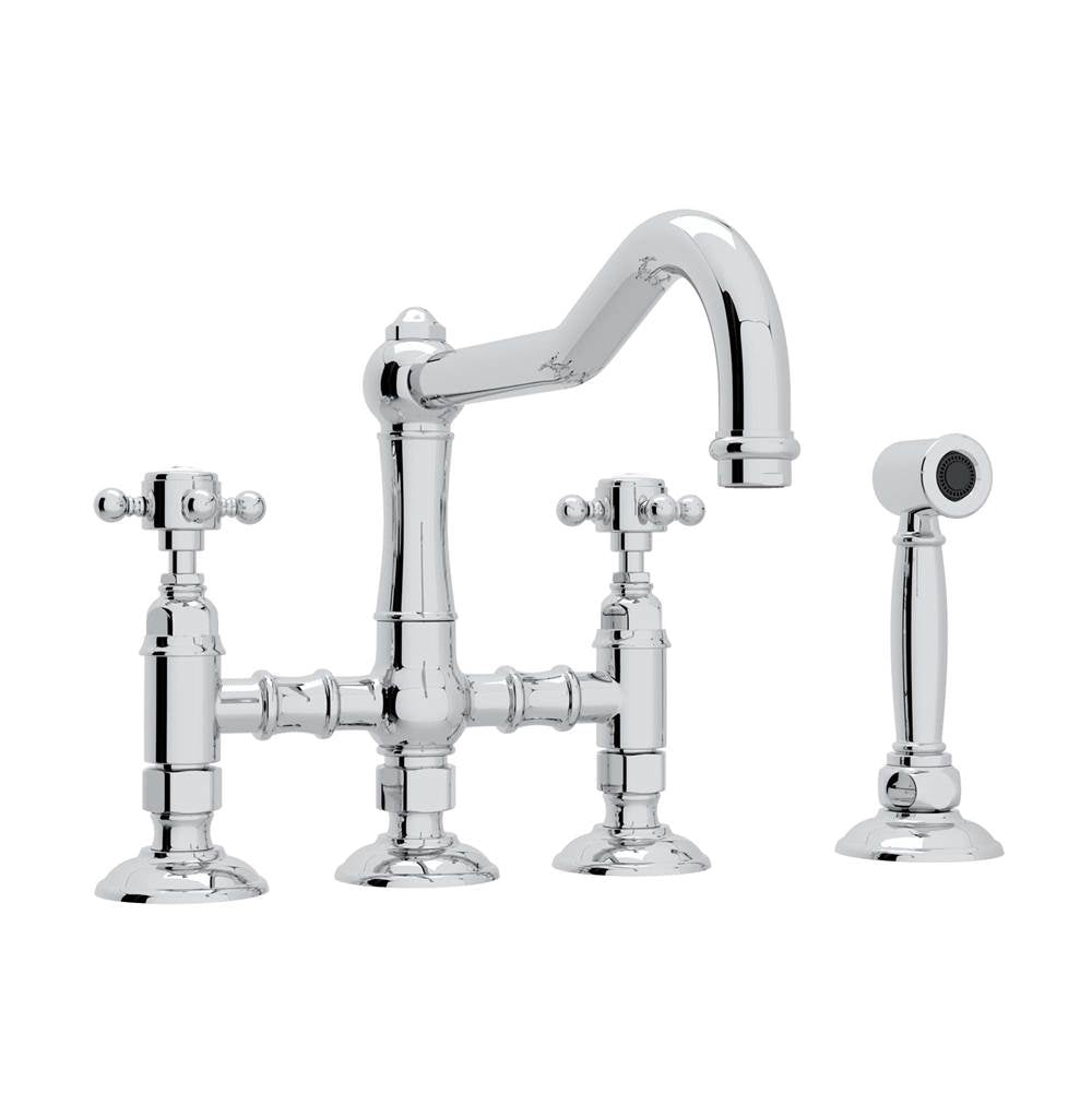 ROHL A1458XMWSAPC-2 Acqui Bridge Kitchen Faucet With Side Spray In Polished Chrome