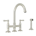 ROHL A1461LMWSPN-2 San Julio Bridge Kitchen Faucet With Side Spray In Polished Nickel