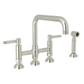 ROHL A3358ILWSPN-2 Campo Bridge Kitchen Faucet With Side Spray In Polished Nickel