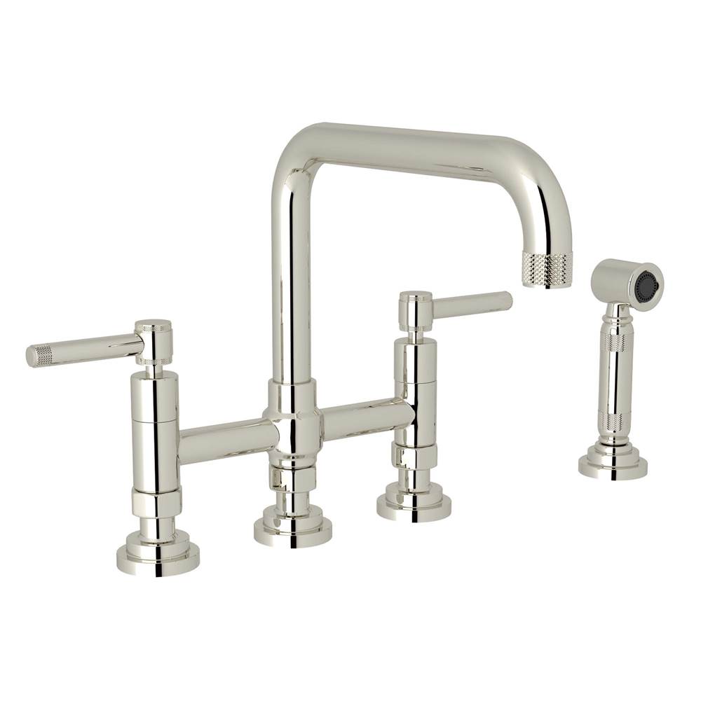ROHL A3358ILWSPN-2 Campo Bridge Kitchen Faucet With Side Spray In Polished Nickel