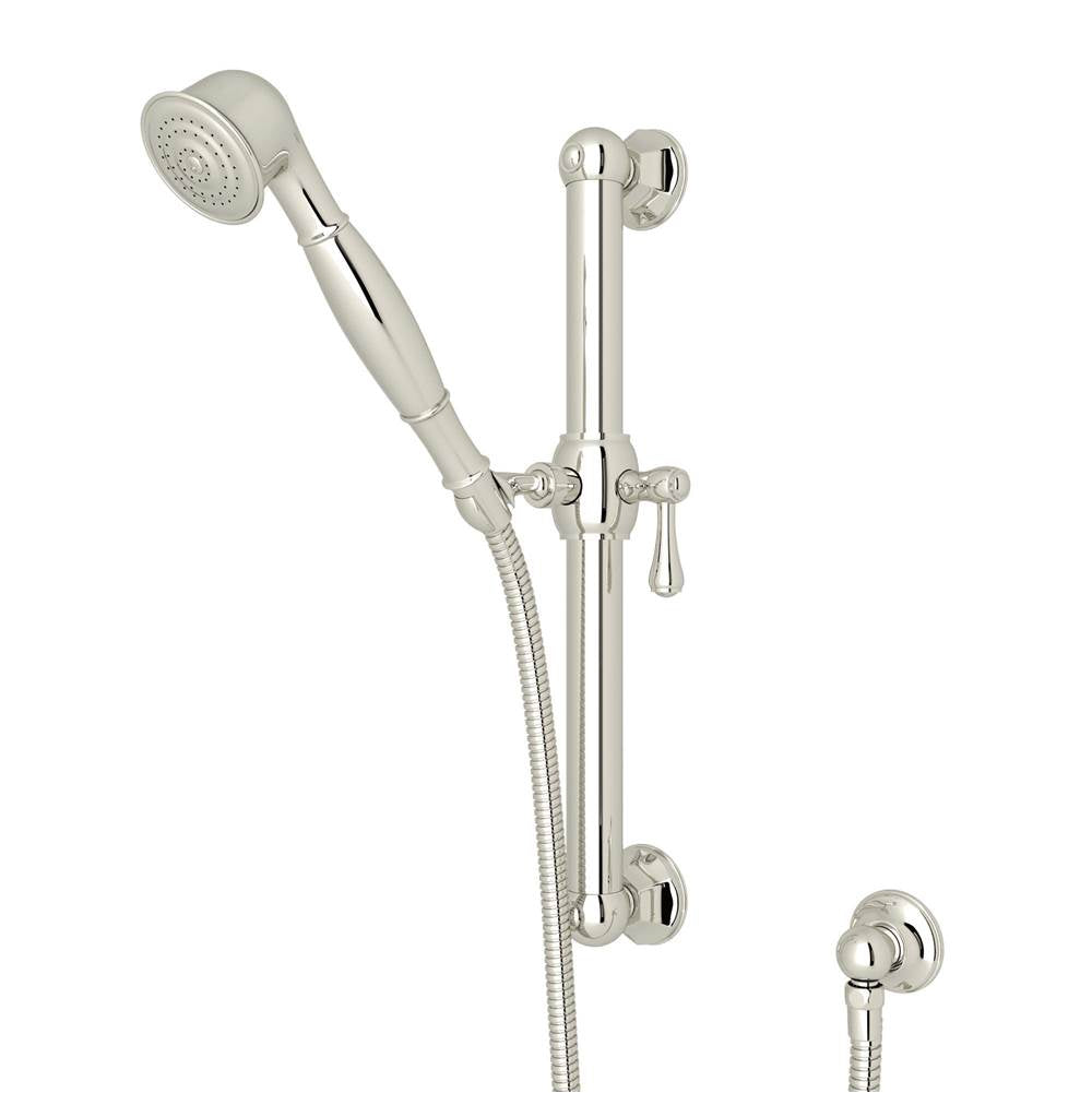 ROHL 1282PN Handshower Set With 24" Grab Bar and Single Function Handshower In Polished Nickel