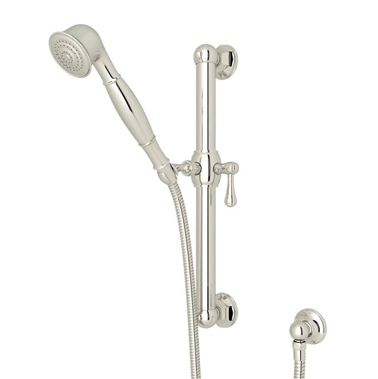 ROHL 1282PN Handshower Set With 24" Grab Bar and Single Function Handshower In Polished Nickel