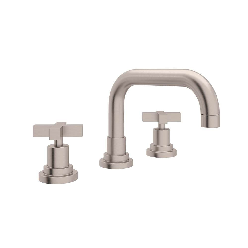 ROHL A2218XMSTN-2 Lombardia Widespread Lavatory Faucet With U-Spout In Satin Nickel