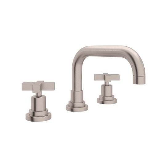 ROHL A2218XMSTN-2 Lombardia Widespread Lavatory Faucet With U-Spout In Satin Nickel