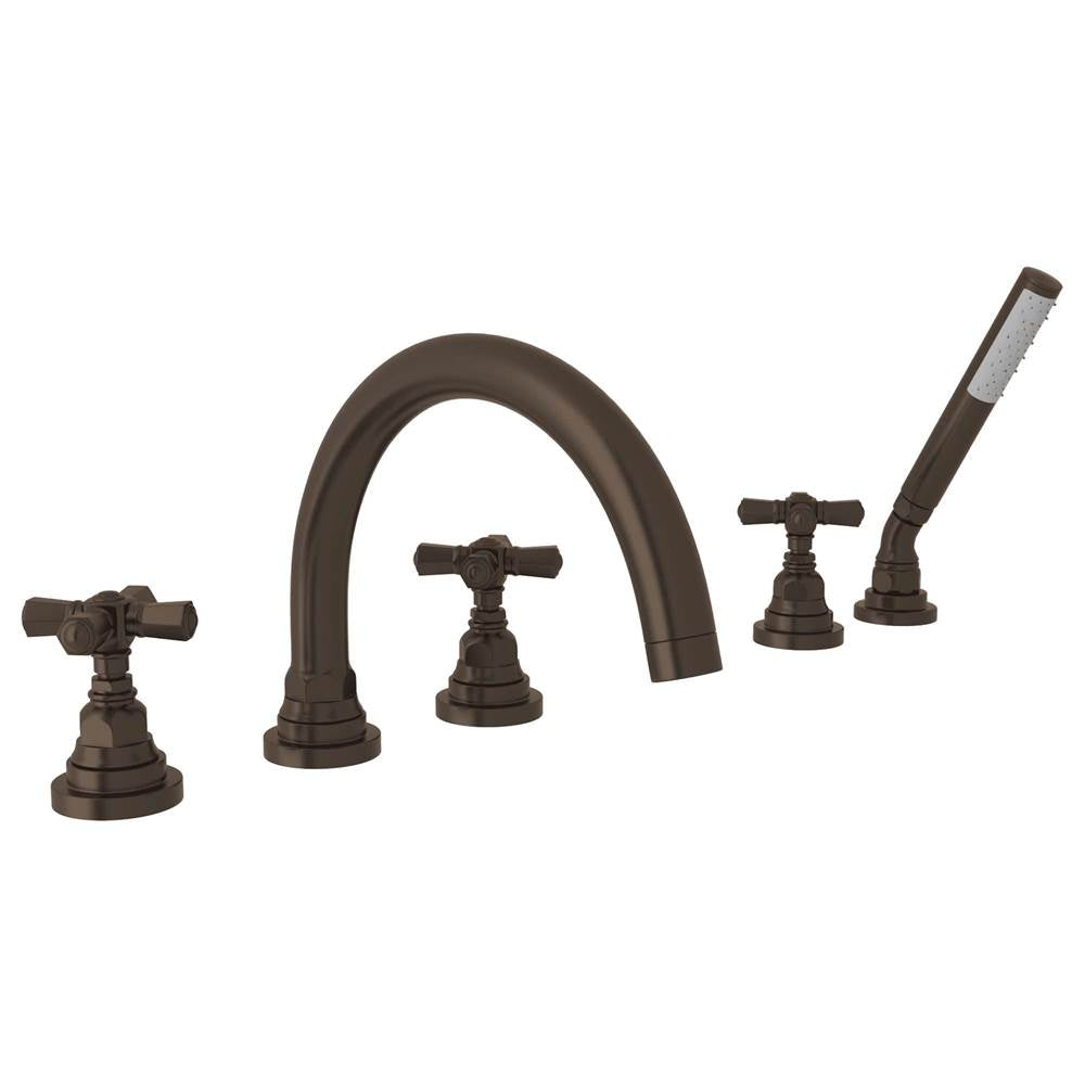 ROHL A2314XMTCB San Giovanni 5-Hole Deck Mount Tub Filler In Tuscan Brass