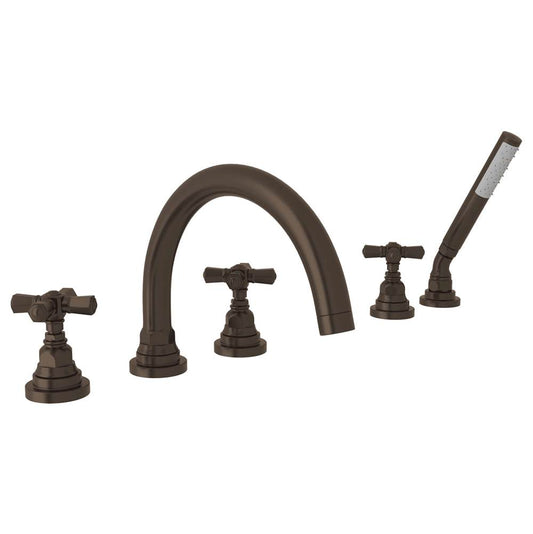 ROHL A2314XMTCB San Giovanni 5-Hole Deck Mount Tub Filler In Tuscan Brass