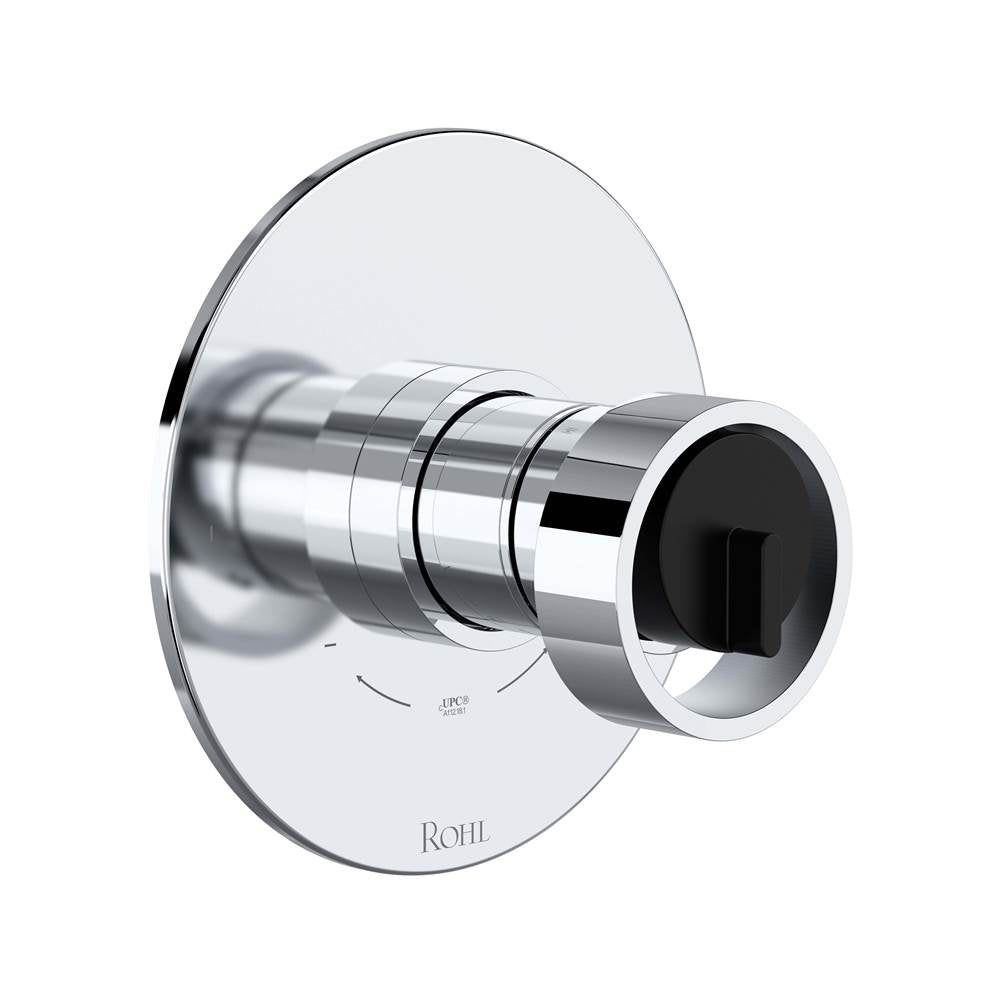ROHL TEC44W1IWPCB Eclissi 1/2" Therm & Pressure Balance Trim with 2 Functions (No Share) In Polished Chrome/Matte Black