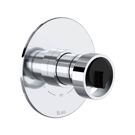 ROHL TEC44W1IWPCB Eclissi 1/2" Therm & Pressure Balance Trim with 2 Functions (No Share) In Polished Chrome/Matte Black