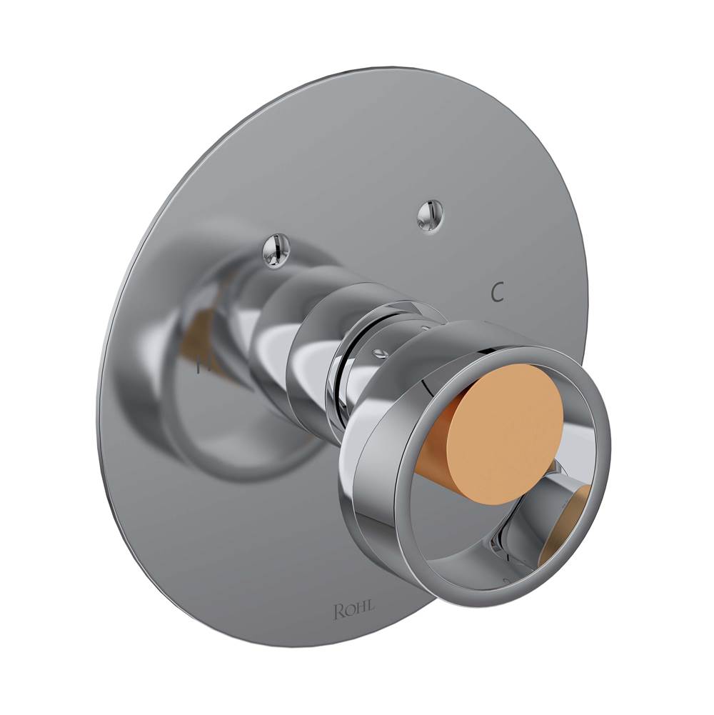 ROHL EC13W1IWPCG Eclissi 3/4" Thermostatic Trim Without Volume Control In Polished Chrome/Satin Gold