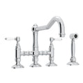 ROHL A1458LPWSAPC-2 Acqui Bridge Kitchen Faucet With Side Spray In Polished Chrome