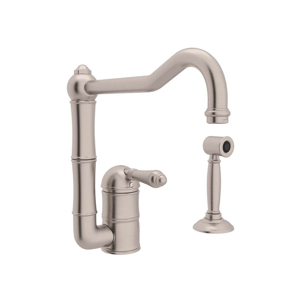ROHL A3608LMWSSTN-2 Acqui Kitchen Faucet With Side Spray In Satin Nickel