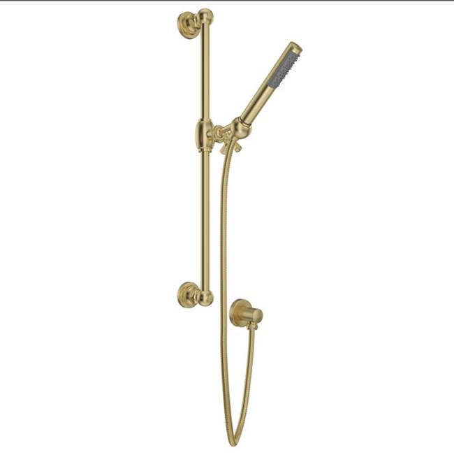 ROHL AKIT8073XMSUB Handshower Set With 21" Slide Bar and Single Function Handshower In Satin Unlacquered Brass