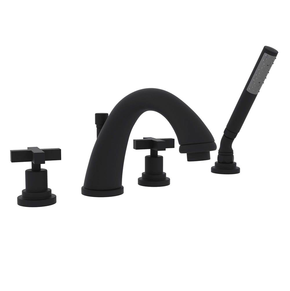 ROHL A1264XMMB Lombardia 4-Hole Deck Mount Tub Filler In Matte Black