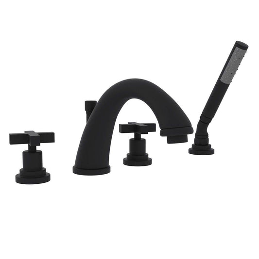 ROHL A1264XMMB Lombardia 4-Hole Deck Mount Tub Filler In Matte Black