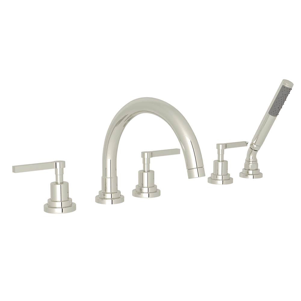 ROHL A2214LMPN Lombardia 5-Hole Deck Mount Tub Filler With C-Spout In Polished Nickel
