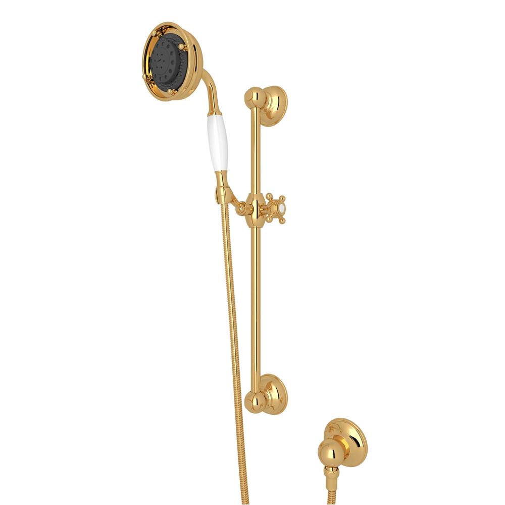 ROHL 1310IB Handshower Set With 22" Slide Bar and 3-Function Handshower In Italian Brass